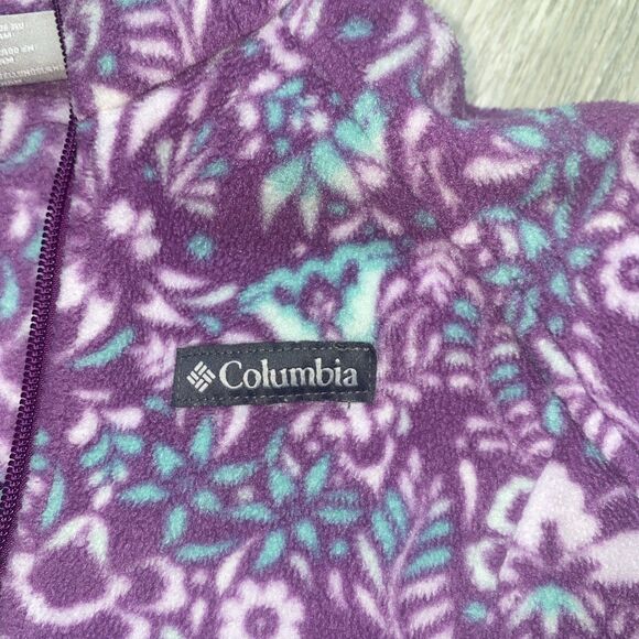Columbia "Benton Springs II" GIRLS Purple Floral Fleece Full Zip  Jacket xs - Picture 2 of 8